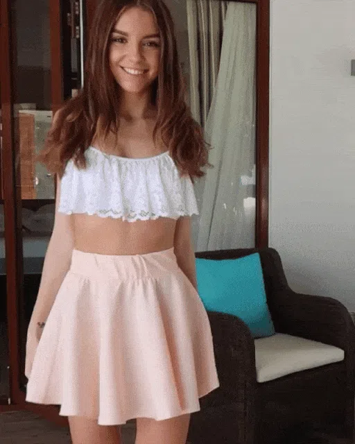 Cutie showing off skirt